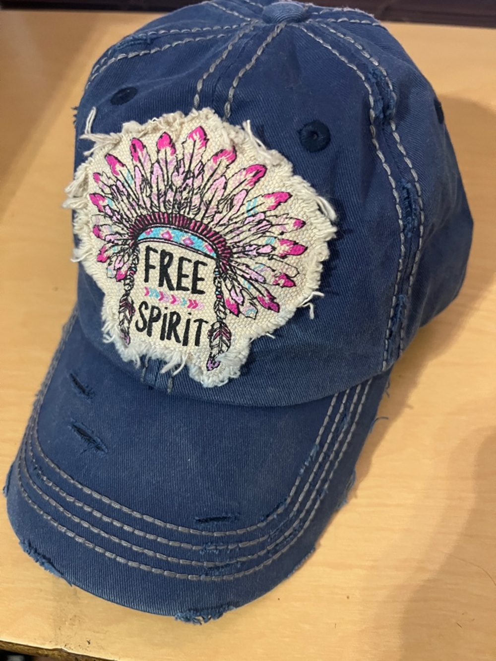 Free Spirit Navy Embroidered Cap - Women